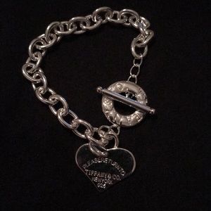 925 silver toggle heart shaped chain bracelet